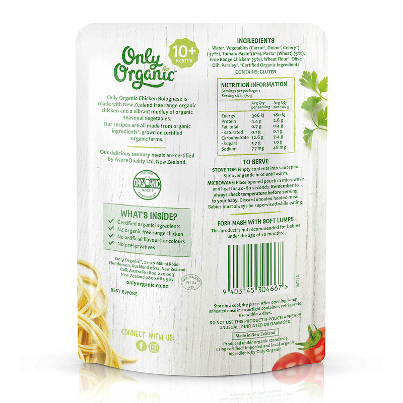 Only Organic Baby Food Chicken Bolognese (170g)