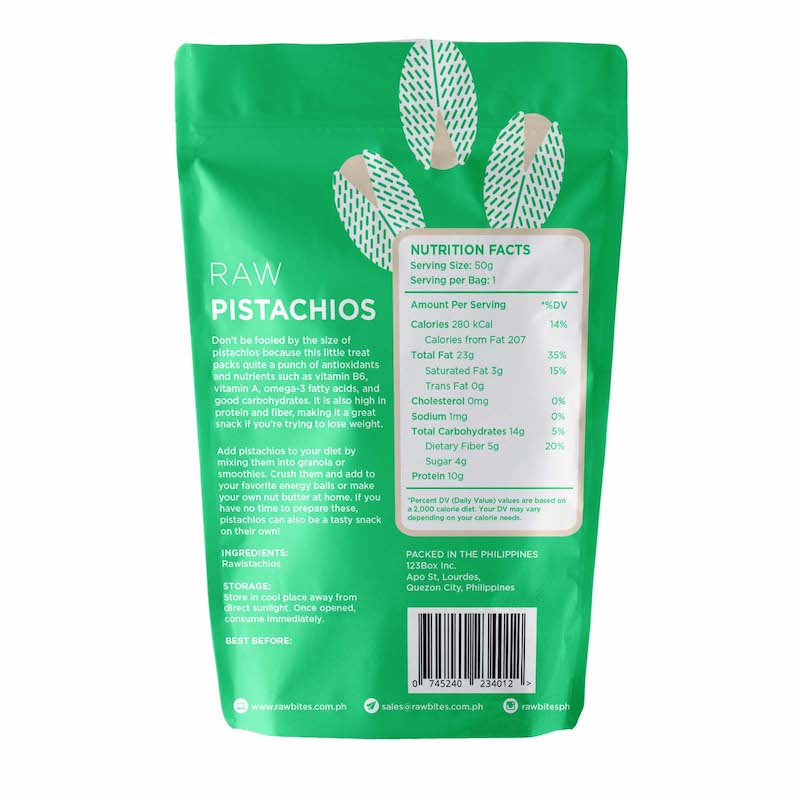 Raw Bites PH Raw Pistachios No Shell (40g)