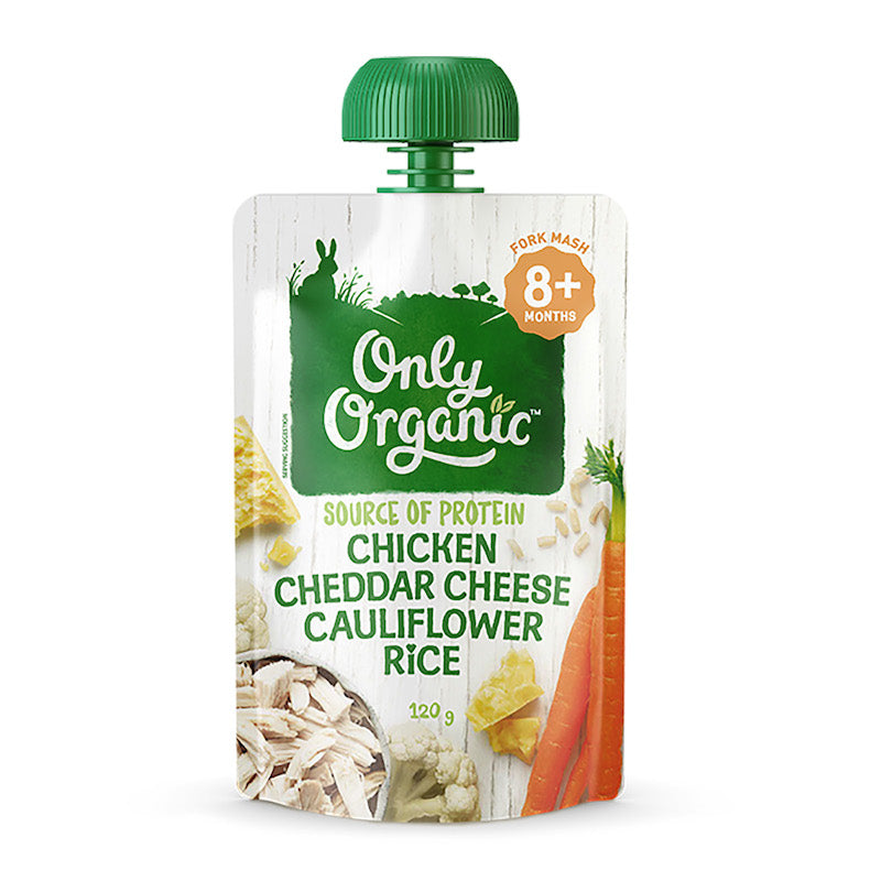 Only Organic Baby Food Chicken, Cheddar Cheese, and Cauliflower Rice (120g)