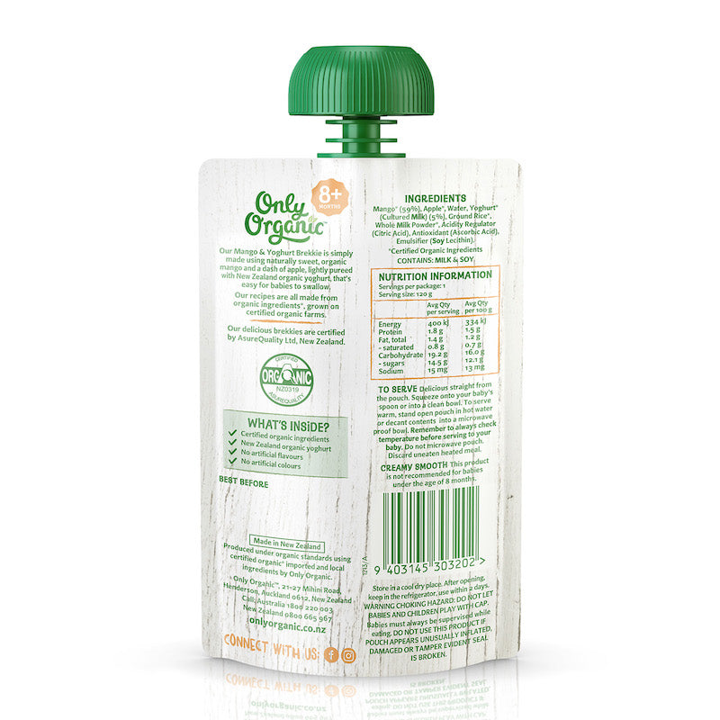 Only Organic Baby Food Mango and Yoghurt Brekkie (120g)