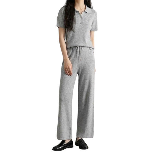 Artse Mnl Ribbed Collared Shirt and Pants Set