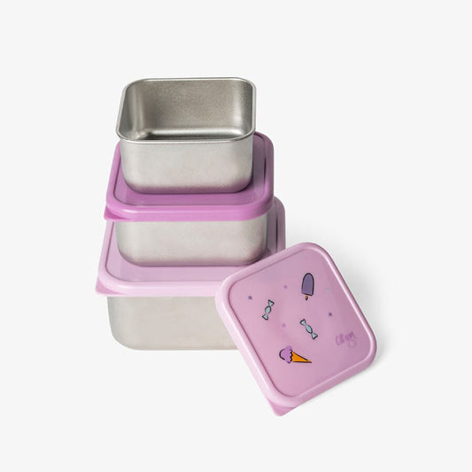 Citron Stainless Steel Stackable Lunchbox (Set of 3)