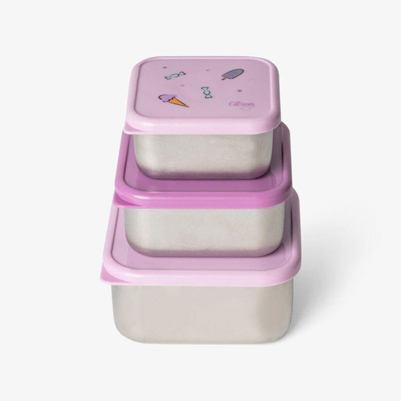 Citron Stainless Steel Stackable Lunchbox (Set of 3)