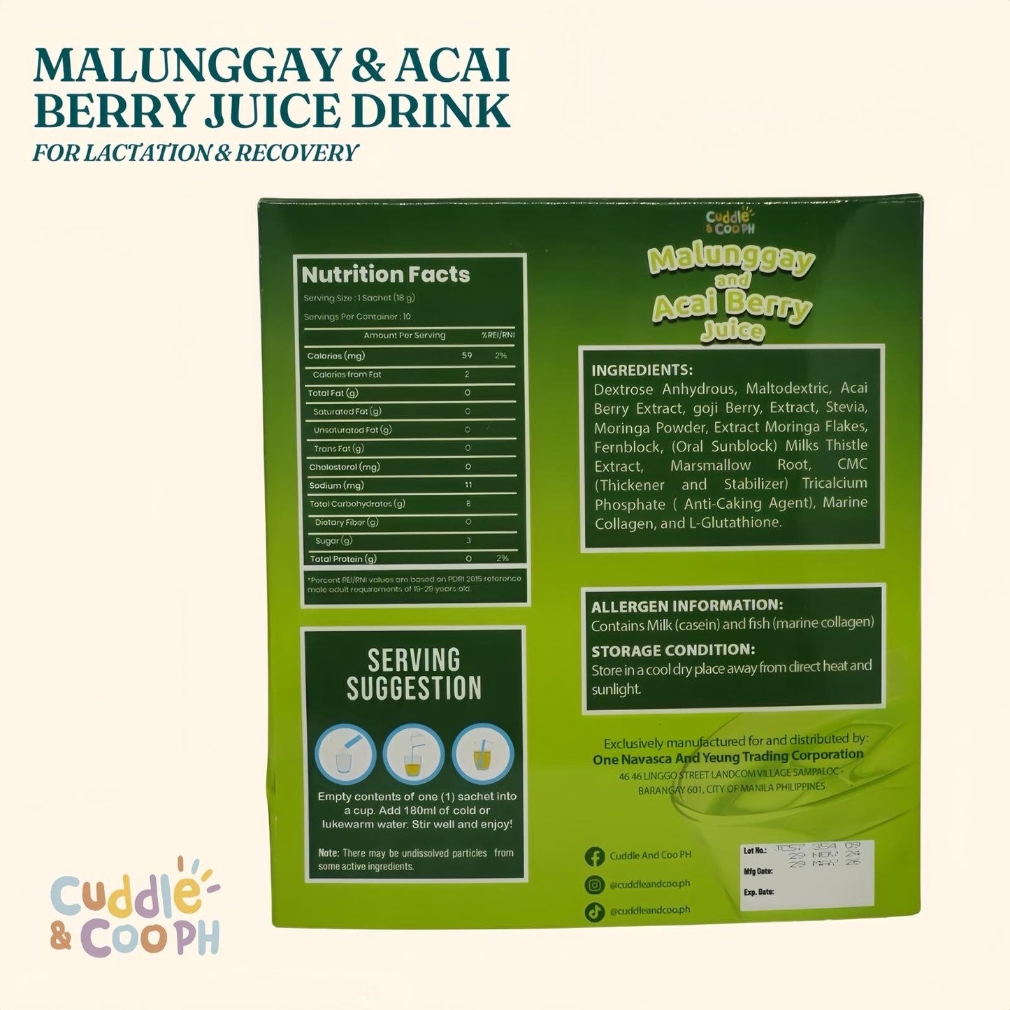 Cuddle and Coo Ph Malunggay and Acai Berry Lactation Juice Drink