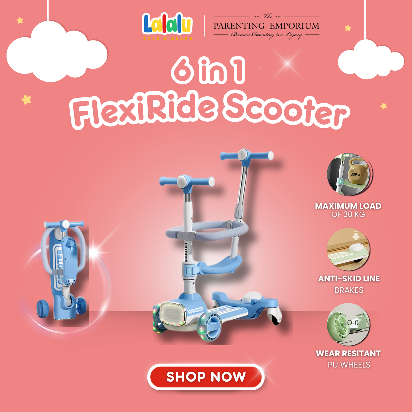 Lalalu FlexiRide: 6-in-1 Transformable Scooter