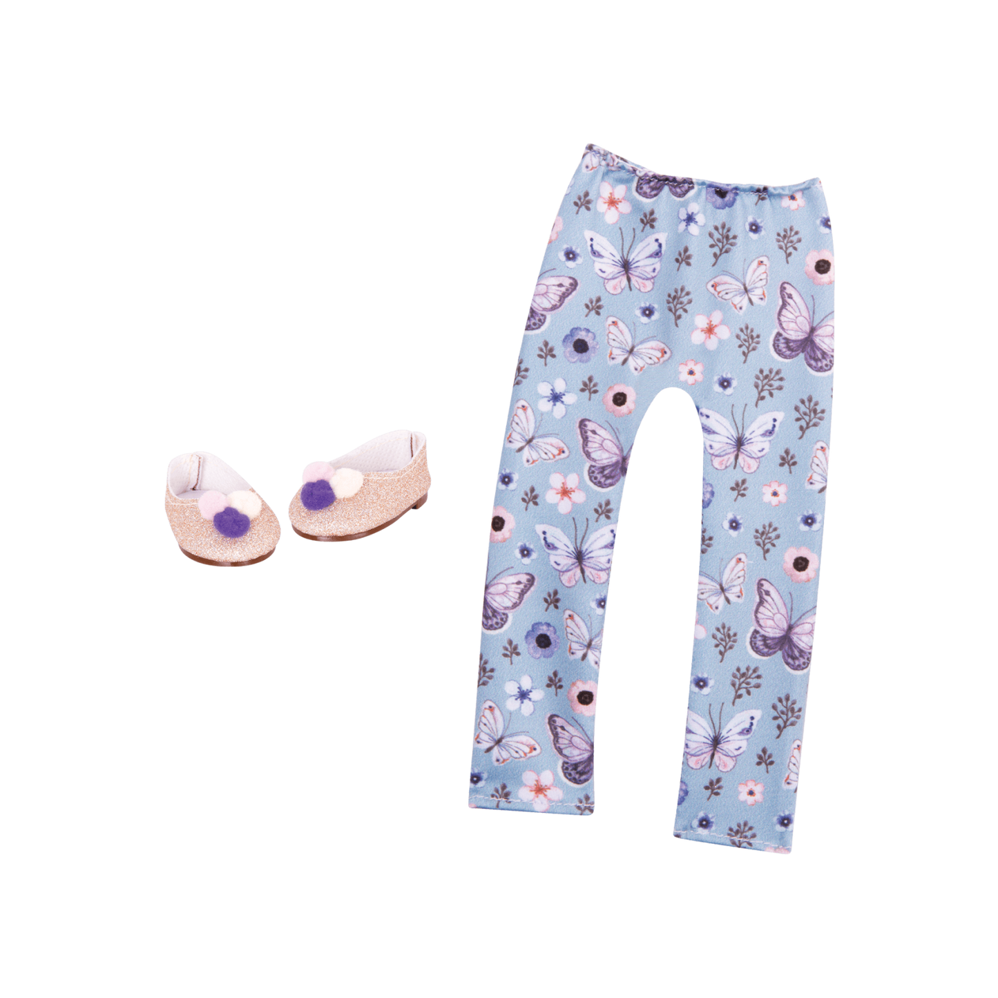 Glitter Girls Glitter Shoes with Pompoms and Leggings