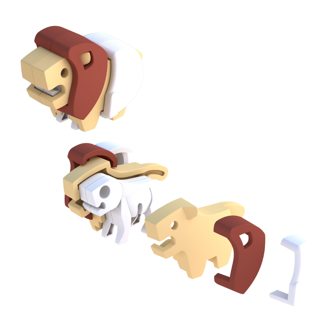 HalfToys Half Baby Lion 3D Magnetic Educational Puzzle Toy with Diaper and Cradle