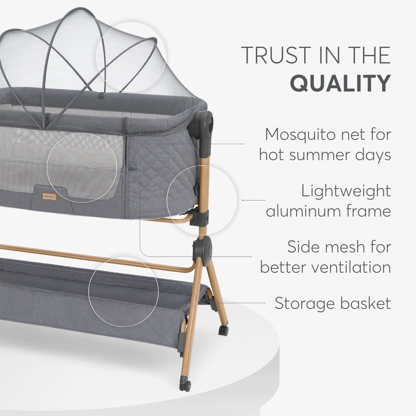 Kikkaboo 2in1 Bedside Crib and High Chair