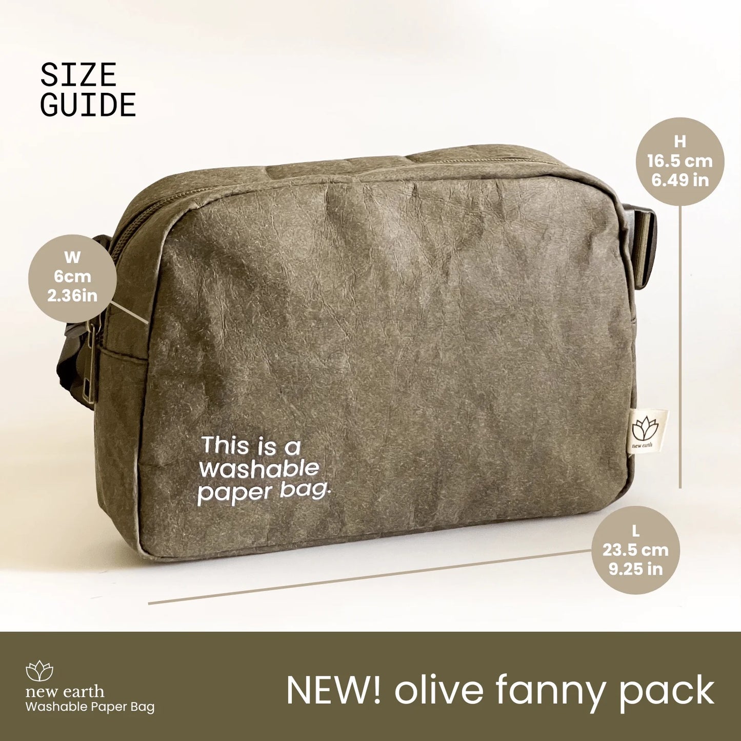 New Earth Fanny Pack Washable Paper Bag