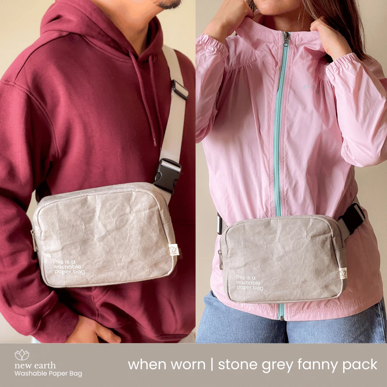 New Earth Fanny Pack Washable Paper Bag