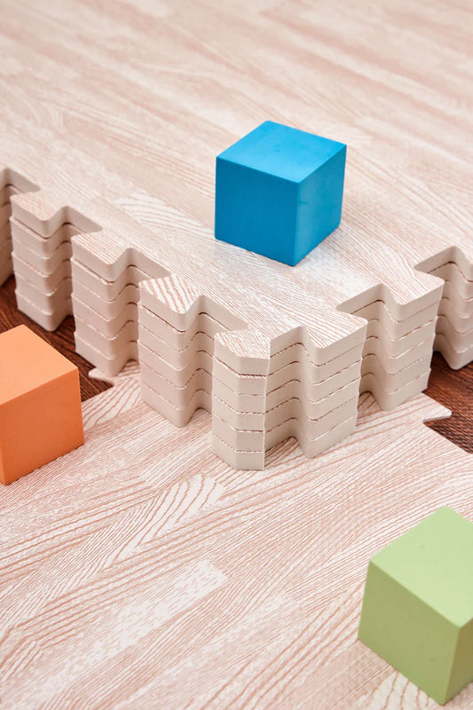 Olive & Cloud Wood Grain Puzzle Mats