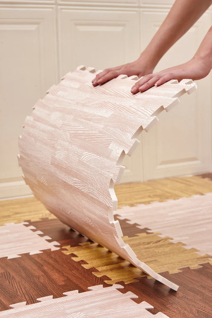 Olive & Cloud Wood Grain Puzzle Mats
