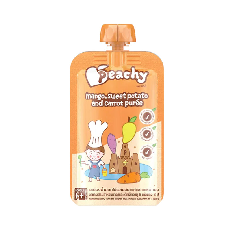 Peachy Mango, Sweet Potato, and Carrot Puree