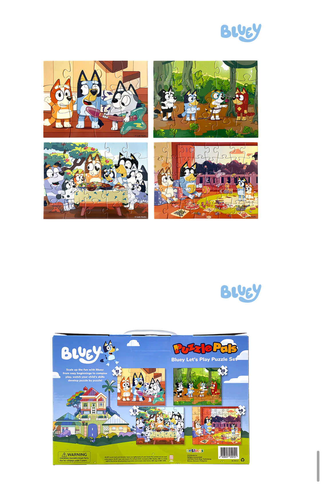 Puzzle Pals Bluey Let's Play 4-Puzzle Set