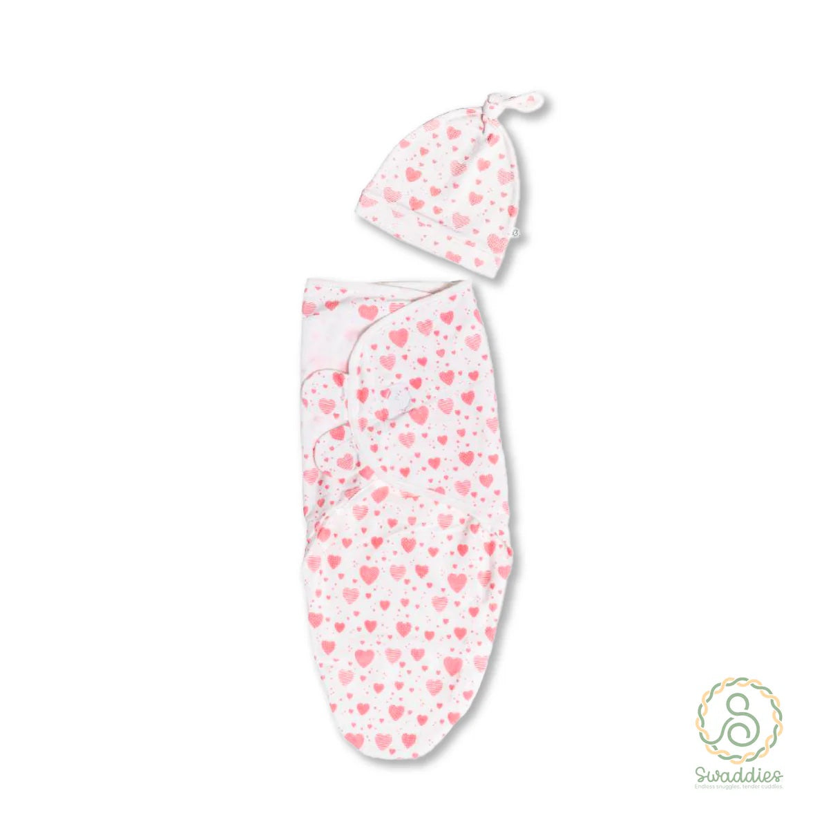 Swaddies Infant Velcro Swaddle Wrap with Knotted Hat