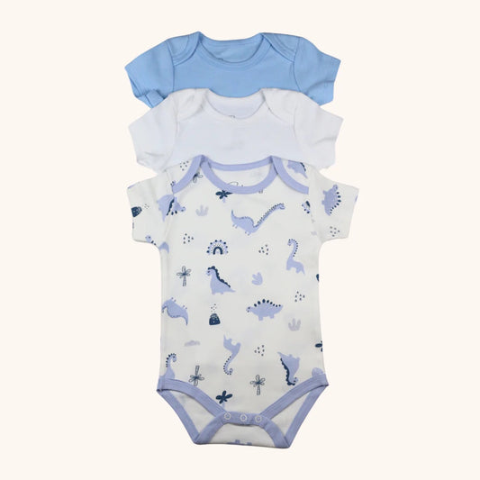 Stitcharoo Kids 3-Pack Basic Short-Sleeve Bodysuit