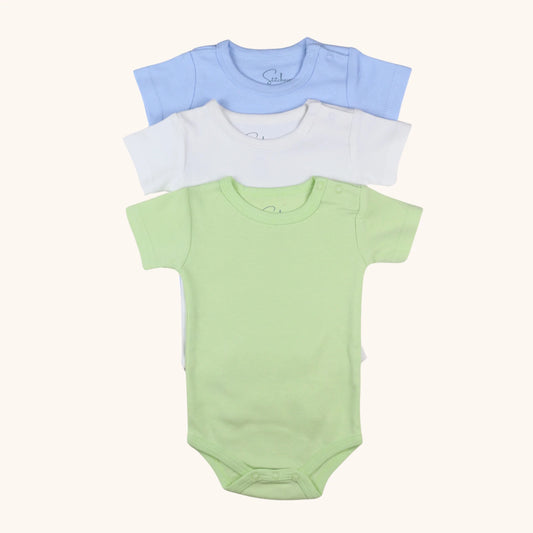 Stitcharoo Kids 3-Pack Basic Short-Sleeve Shoulder-Snap Bodysuit