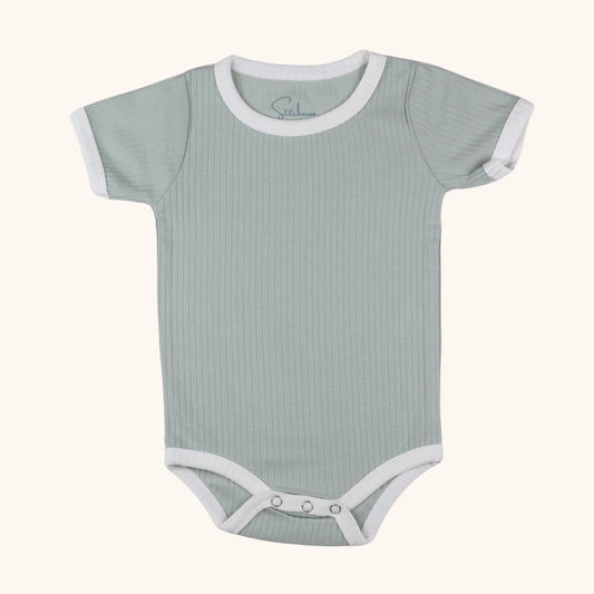 Stitcharoo Kids Ribbed Short-Sleeve Contrast Bodysuit