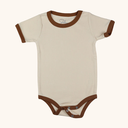 Stitcharoo Kids Ribbed Short-Sleeve Contrast Bodysuit