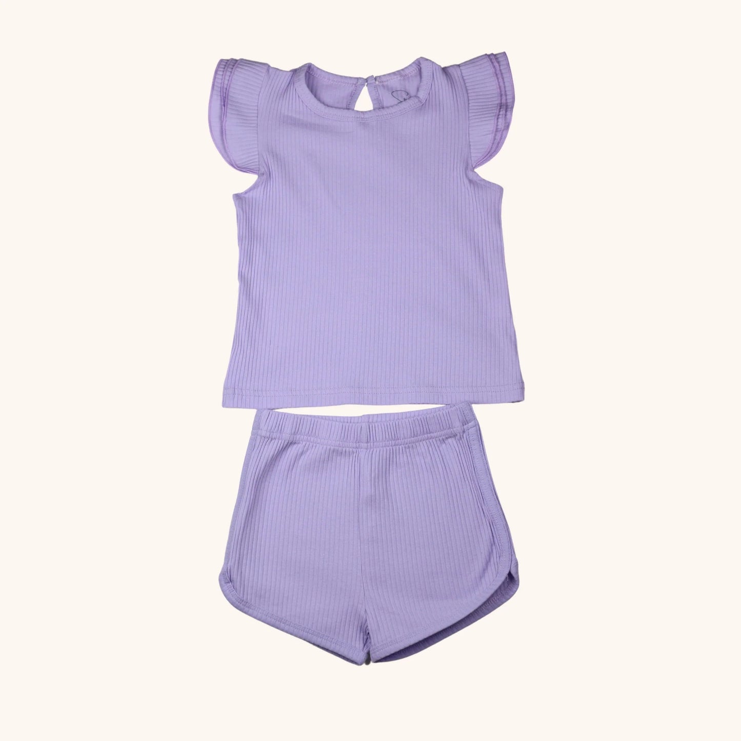 Stitcharoo Kids Ribbed Flutter-Sleeve Shirt & Shorts Set