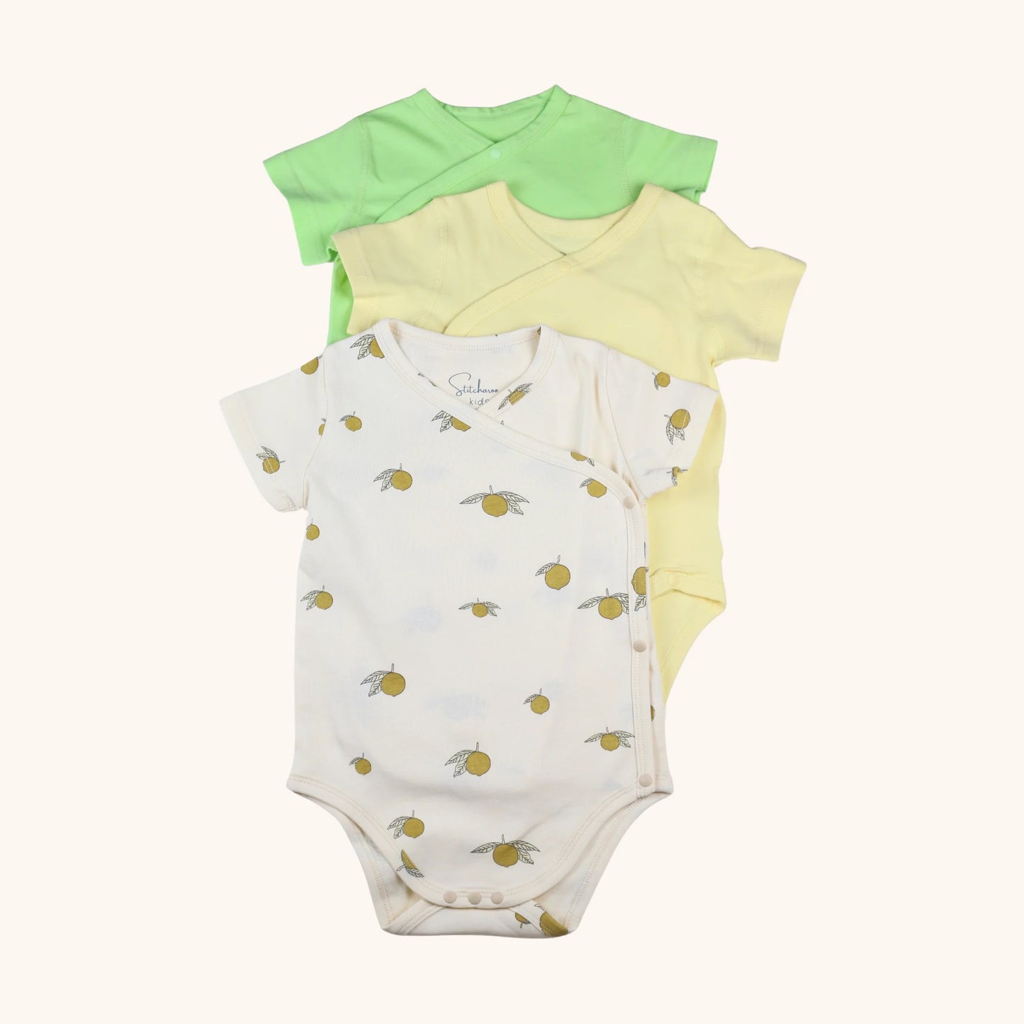 Stitcharoo Kids 3-Pack Short-Sleeve Side-Snap Bodysuit