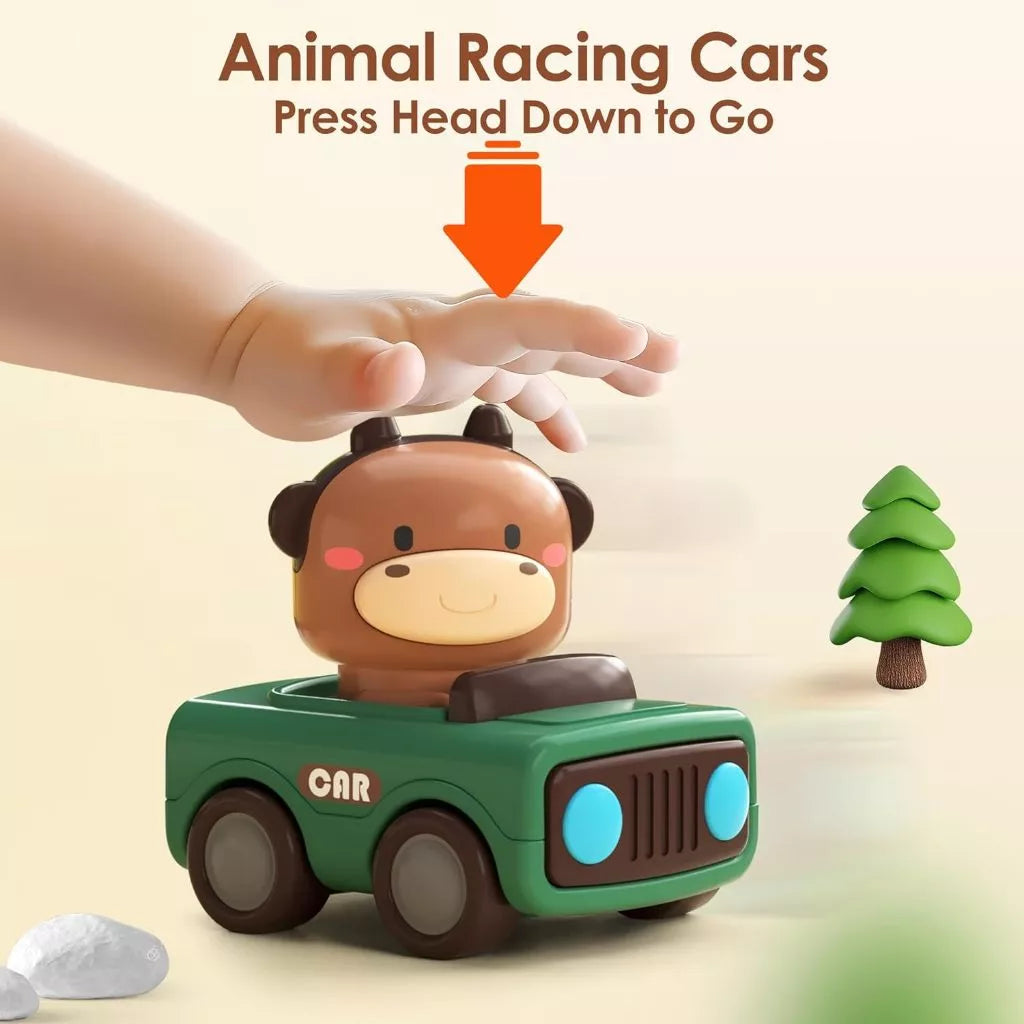 The Kiddie Concept Press and Go Animal Toy Car