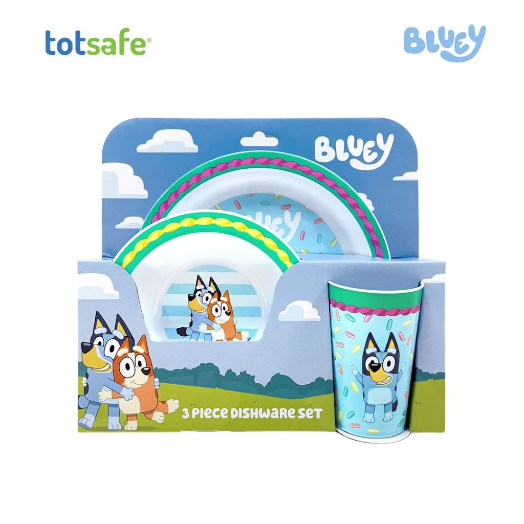 Totsafe Bluey 3-piece Dishware Set - Splash and Sparkle