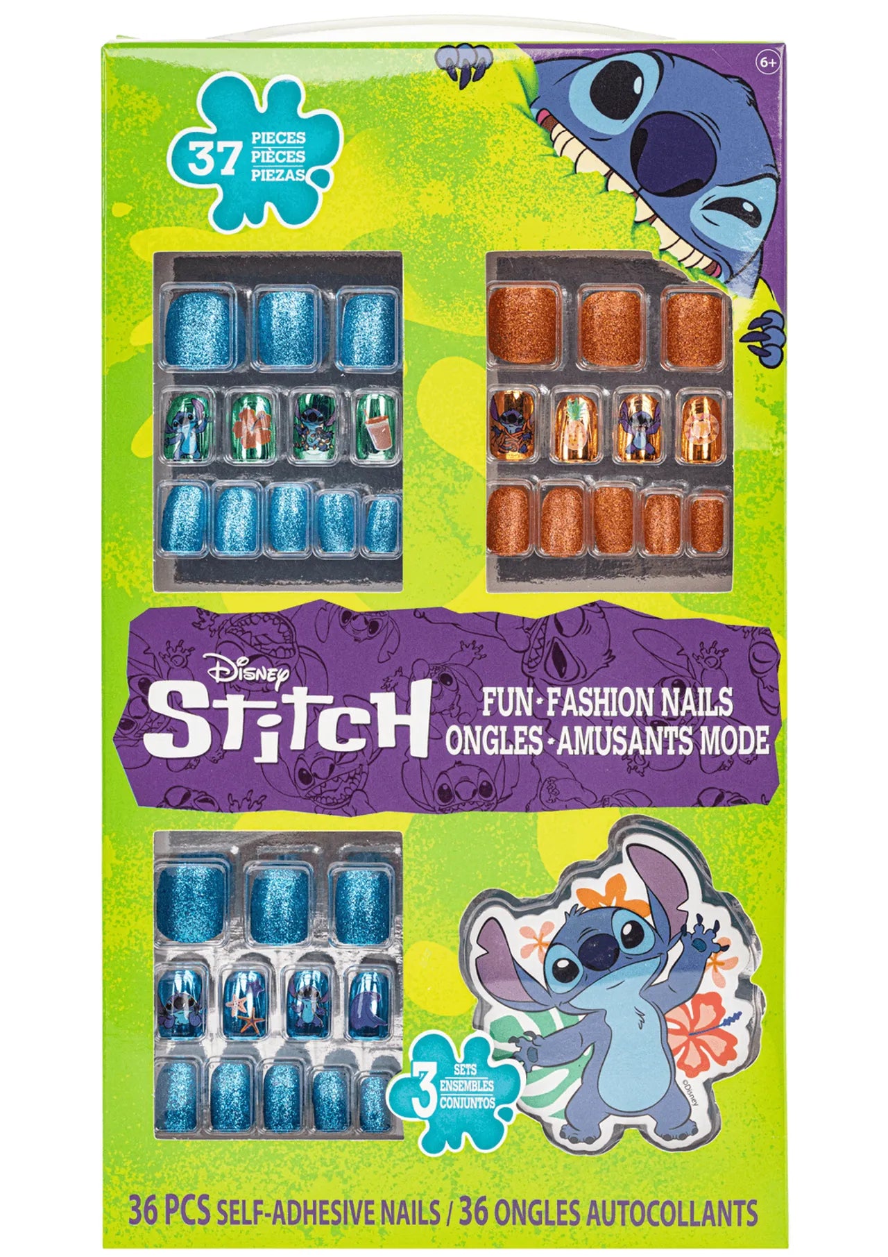 Townley Disney Stitch 36pk Press On Nails with File