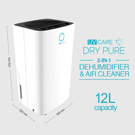 UV Care Dry Pure 2-in-1 Dehumidifier & Air Cleaner - 12L