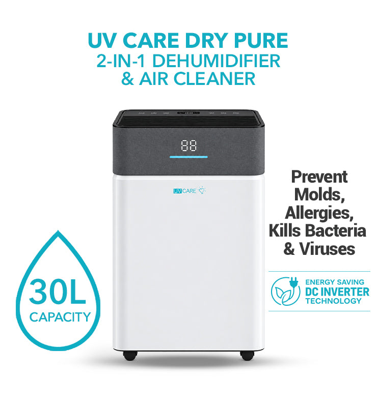 UV Care Dry Pure 2-in-1 Dehumidifier & Air Cleaner - 30L (For Pre-order)