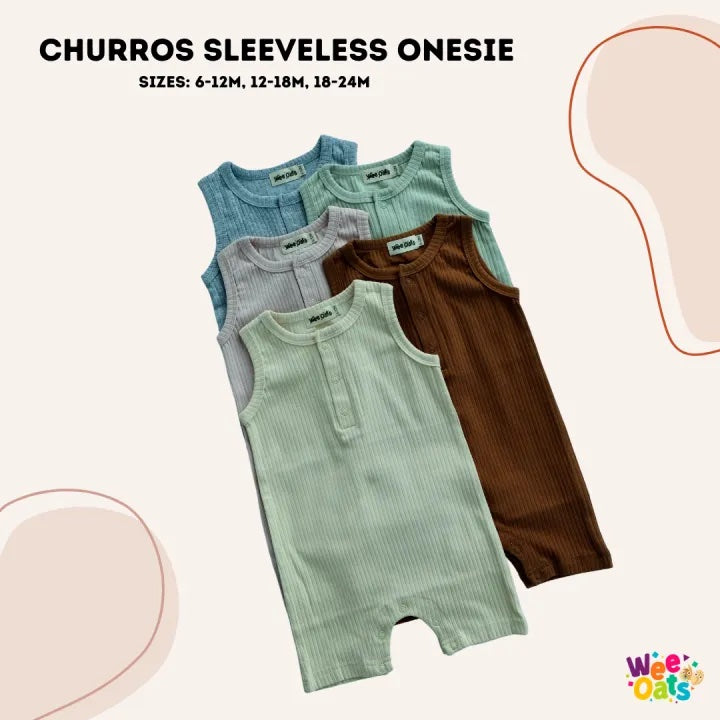 Wee Oats Churros Sleeveless Onesie Shorts