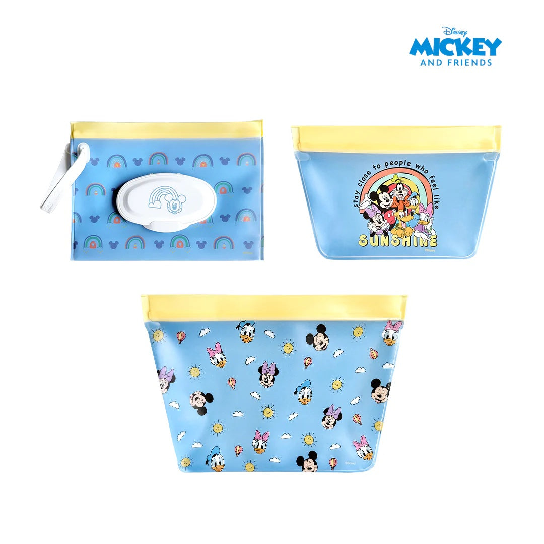 Zippies Lab Disney 3-Piece Bag Organizer Set with Wipes Pouch - Mickey Joyful Play