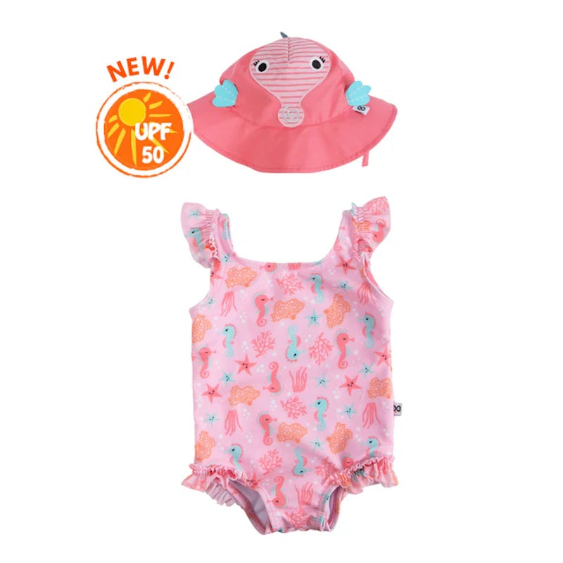 Zoocchini UPF50 Snap Swimsuit and Sunhat Set