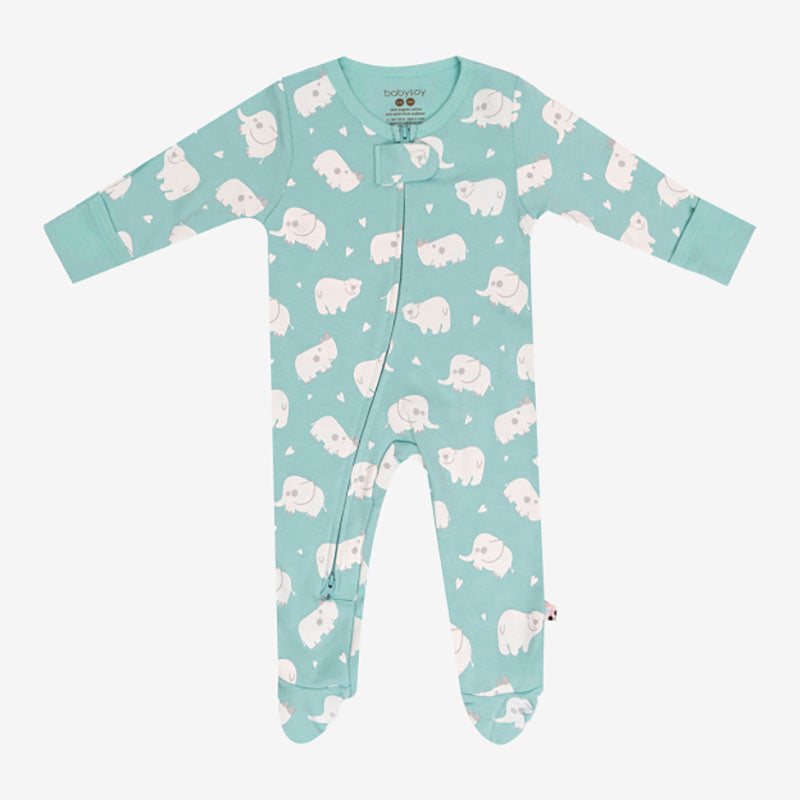 Babysoy Animal Zipper Footie - Harbor