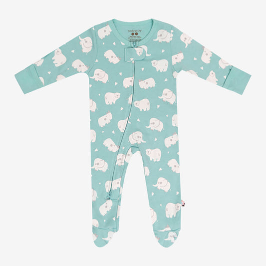 Babysoy Animal Zipper Footie - Harbor