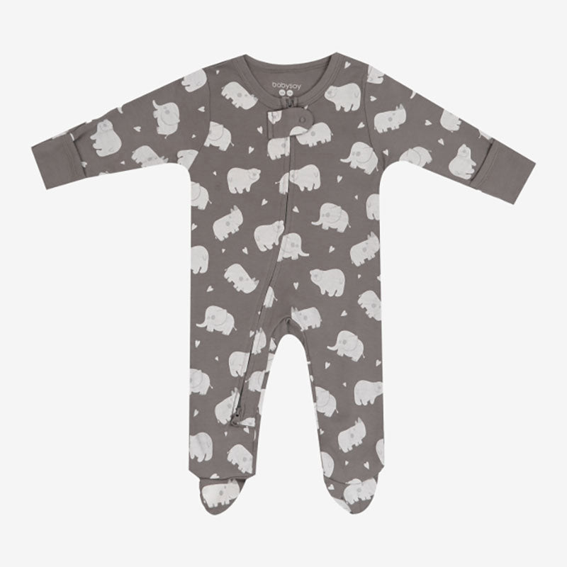 Babysoy Animal Zipper Footie - Thunder