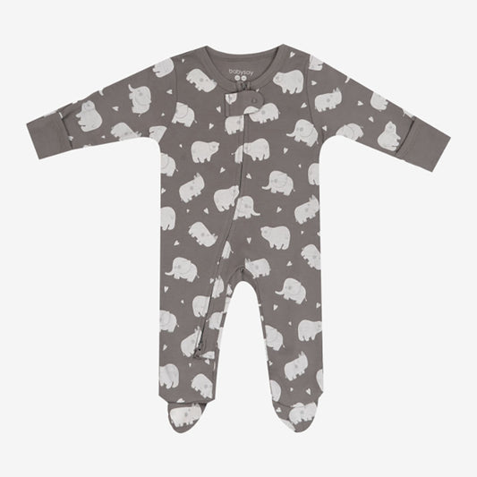 Babysoy Animal Zipper Footie - Thunder