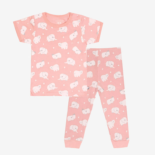 Babysoy Animal Short Sleeve Lounge Set - Peony