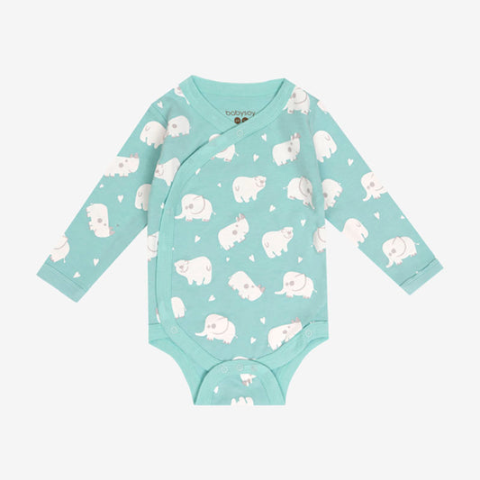 Babysoy Animal Long Sleeve Kimono Bodysuit - Harbor
