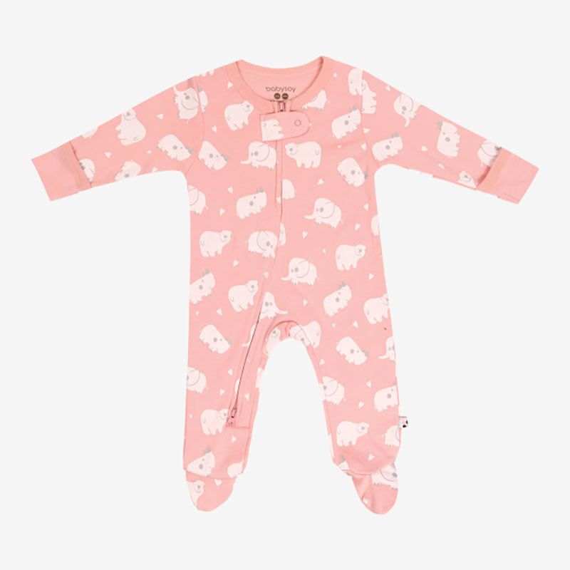 Babysoy Animal Zipper Footie - Peony