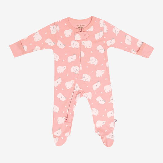 Babysoy Animal Zipper Footie - Peony