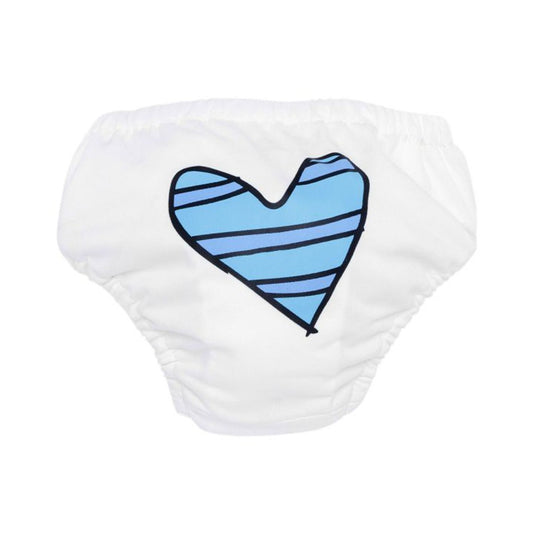 Charlie Banana Swim Diaper - Blue Heart on White