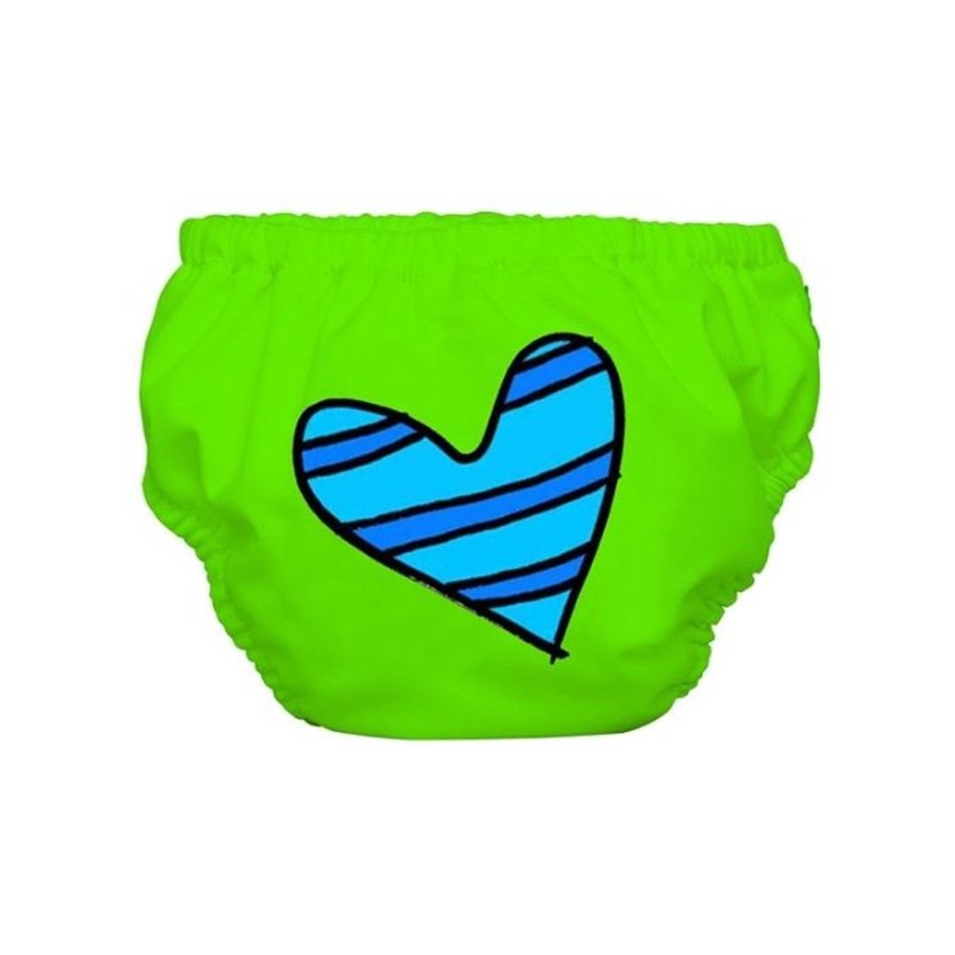 Charlie Banana Swim Diaper - Blue Heart on Green