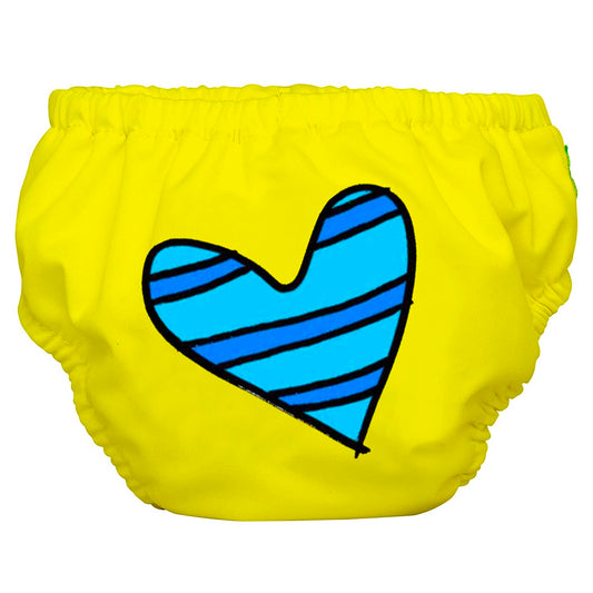 Charlie Banana Swim Diaper - Blue Heart on Yellow