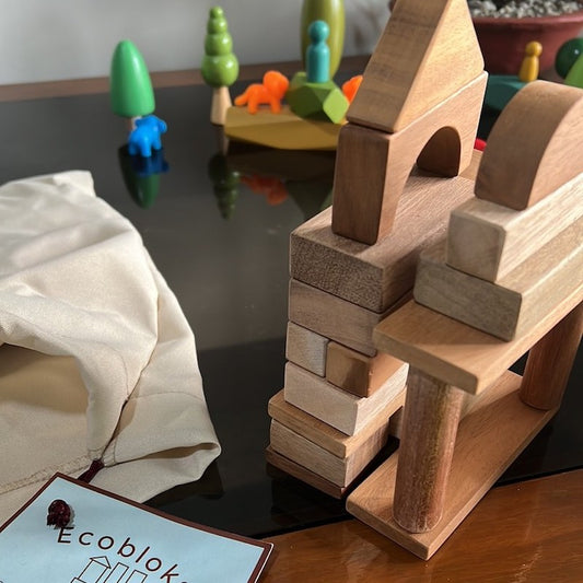 EcoBloks Natural Wood Educational Blocks (30 pieces)