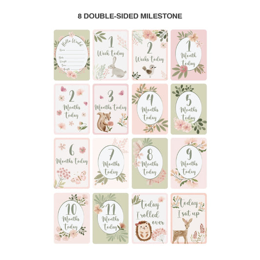 Living Textiles Round Play Mat with Milestone Cards - Meadow