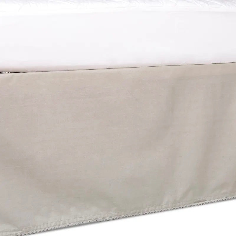 Living Textiles Cotton Crib Bed Skirt with Pompom Trim