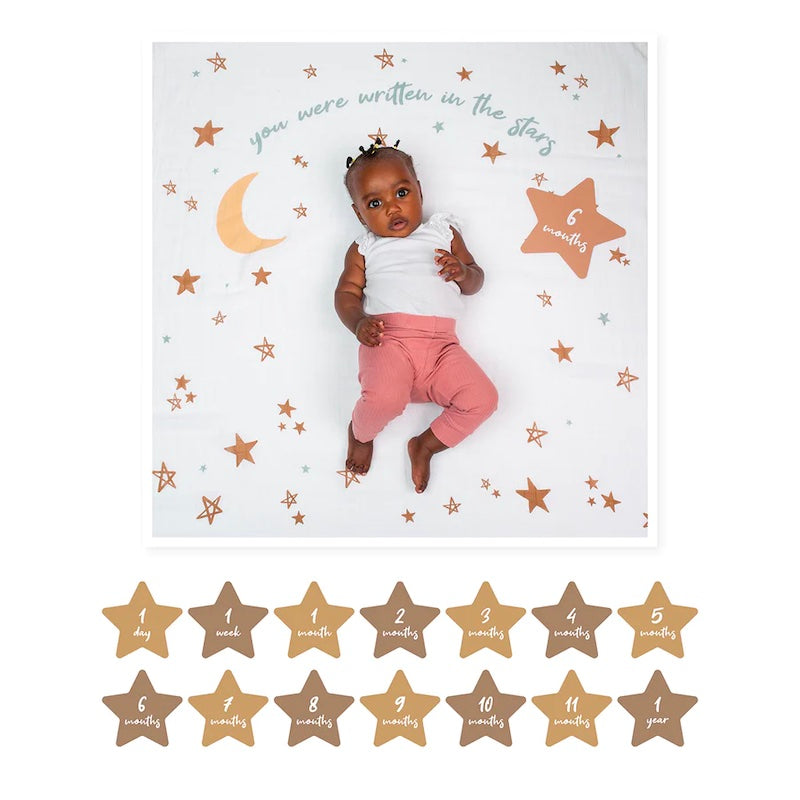 Lulujo Baby Milestone Blanket and Card Set
