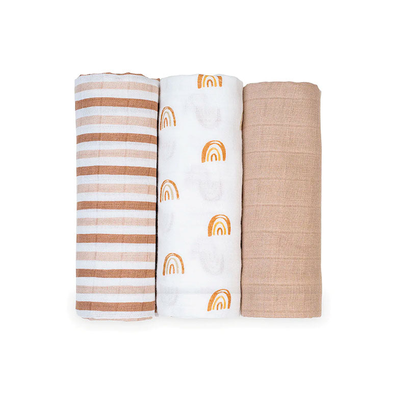 Lulujo Baby Mini Muslin Receiving Blanket (Set of 3)