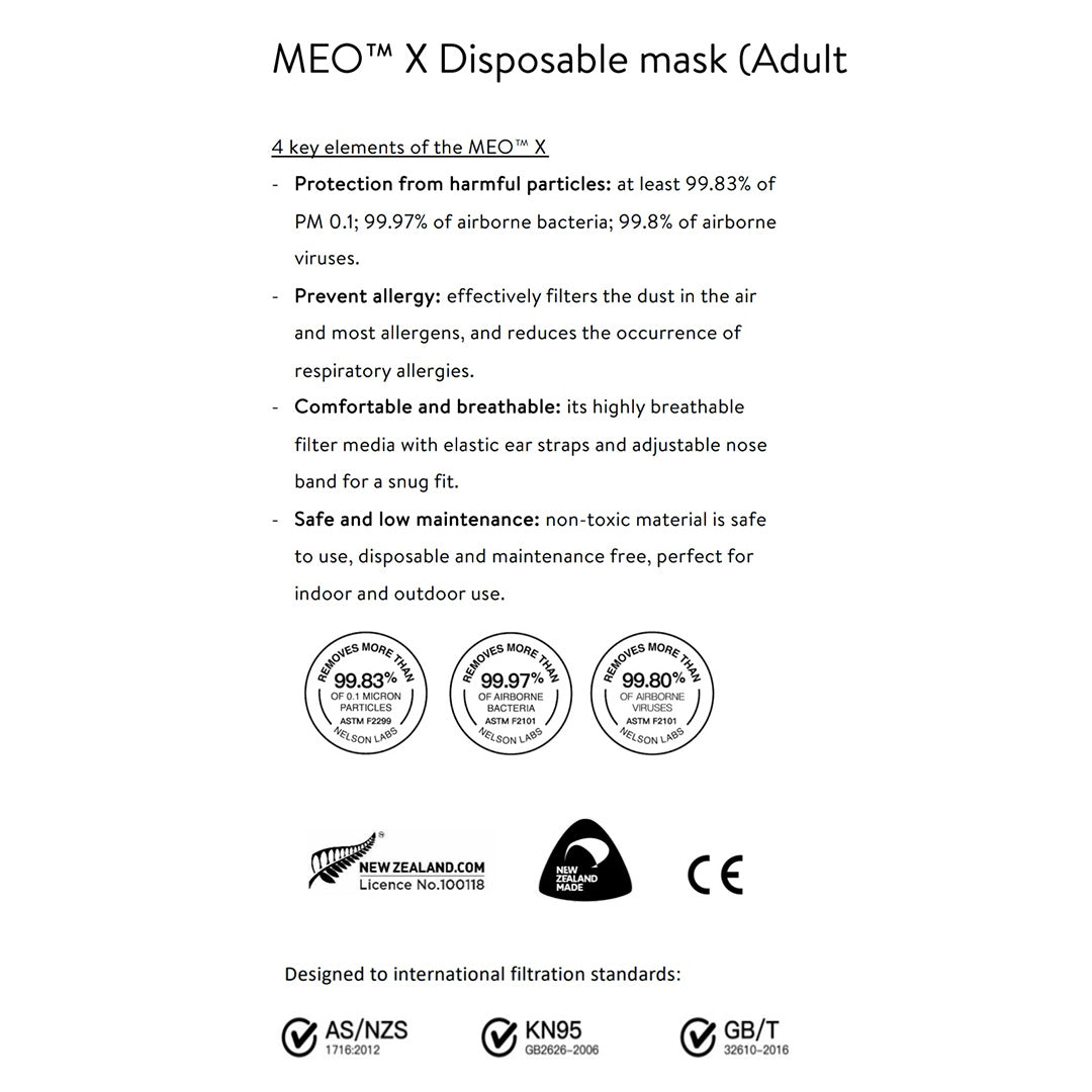 Meo X Disposable Face Mask for Adults
